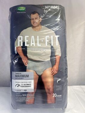 Depend Real-Fit Men's Underwear L/XL-Maximum Absorbency 20 Count FREE US Ship!